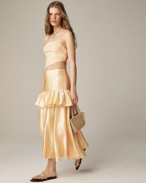 J.Crew Collection Ruffle-Tier Midi Skirt - Natural