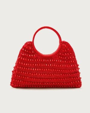 J.Crew Handcrocheted Top-Handle Bag With Beads - Red