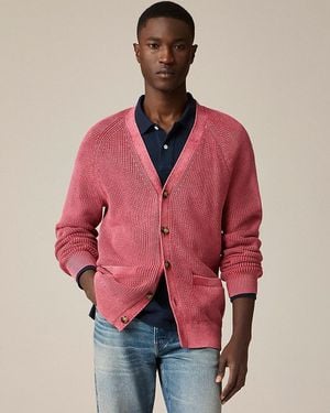 J.Crew Washed Ribbed Cotton V-Neck Cardigan - Red