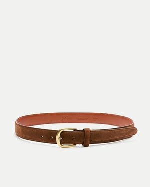 J.Crew Italian Suede And Leather Round-Buckle Dress Belt - Brown