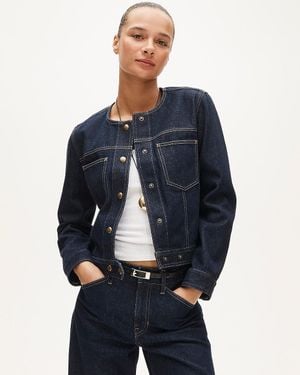 J.Crew Collarless Denim Trucker Jacket - Blue