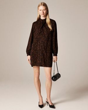 J.Crew Tall Bow-Neck Shift Dress - Brown