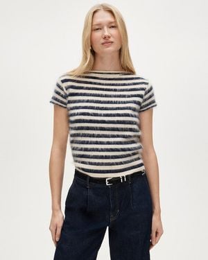 J.Crew Brushed Cashmere Boatneck T-Shirt - Blue