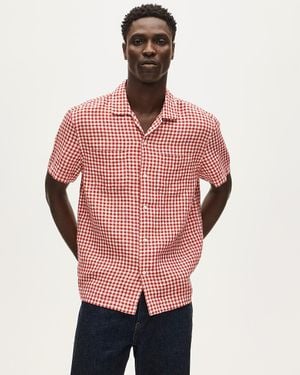 J.Crew Short-Sleeve Linen Camp-Collar Shirt - Red