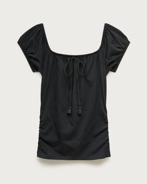 J.Crew Vintage Jersey Ruched Tie-Front Top - Black
