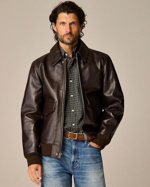 J.Crew Italian Leather Flight Bomber Jacket - Brown
