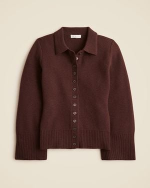 J.Crew Milano-Stitch Cinched-Waist Cardigan - Brown