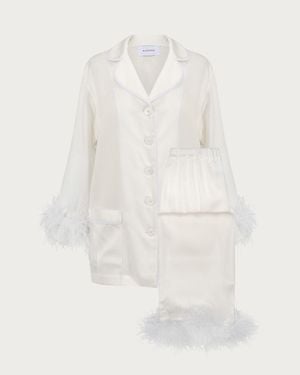J.Crew Sleeper Party Pajama Set With Detachable Feathers - White