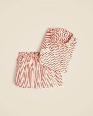 J.Crew Cotton Poplin Pajama Short Set - Pink