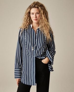 J.Crew Tuxedo-Bib Button-Up Shirt - Blue
