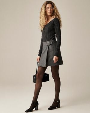 J.Crew Collection Wool-Cashmere Blend Mini Skirt With Buckle Detail - Natural