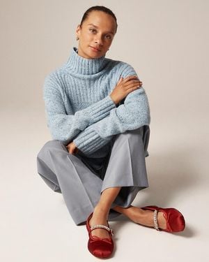 J.Crew Logan Embellished Mary Jane Ballet Flats - Gray