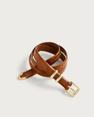 J.Crew Thin Spazzolato Italian Leather Belt - Blue
