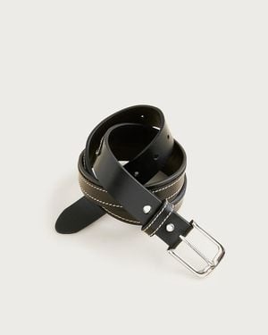 J.Crew Leather Belt With Square Brass Buckle - Black