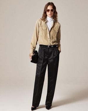 J.Crew Tall Wide-Leg Pleated Pant - Natural