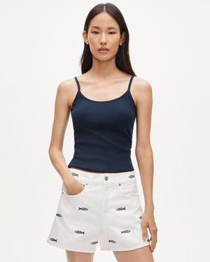 J.Crew Embroidered Mid-Rise A-Line Denim Short - Blue