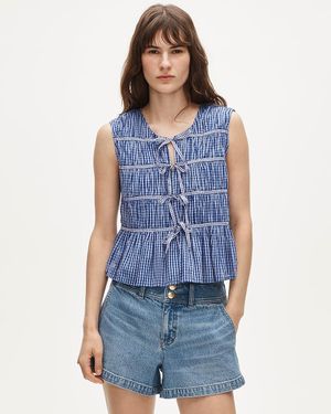 J.Crew Tie-Front Top - Blue