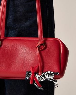 J.Crew Leather Zebra Bag Charm - Red