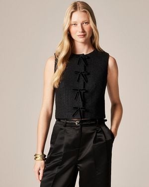 J.Crew Tweed Crewneck Vest With Velvet Bows - Black