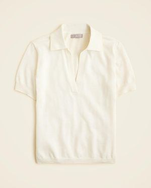 J.Crew Short-Sleeve Sweater-Polo - Natural