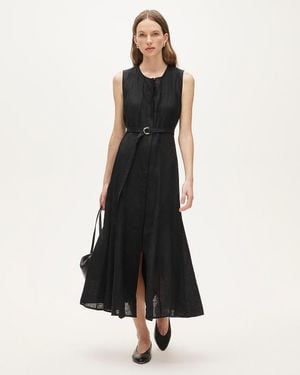 J.Crew Seamed Linen Dress With Removable Belt - Black