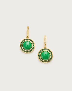 J.Crew Inset Stone Earrings - Green