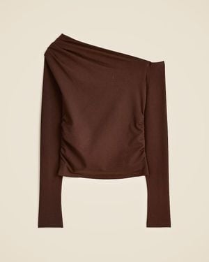 J.Crew Asymmetrical Off-The-Shoulder Top - Brown