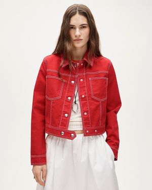 J.Crew Contrast-Stitch Trucker Jacket - Red
