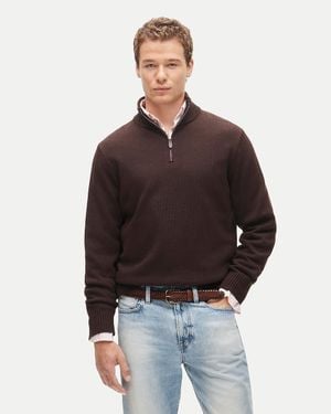 J.Crew Heritage Cotton Quarter-Zip Sweater - Brown