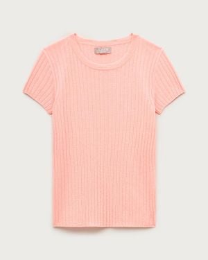 J.Crew Featherweight Cashmere Ribbed Sweater-Tee - Pink