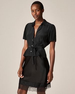 J.Crew Button-Up Tie-Waist Shirt - Black