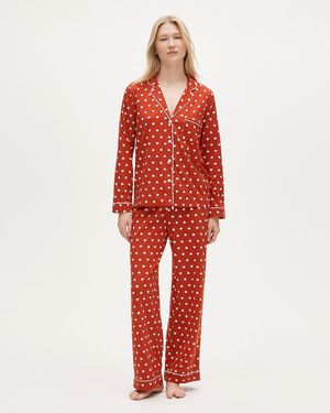 J.Crew Dreamy Cotton-Blend Pajama Pant Set - Red