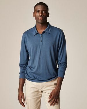 J.Crew Long-Sleeve Merino Wool Polo Shirt - Blue