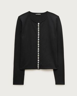 J.Crew Boyfriend Jersey Cardigan With Pearl Shell Buttons - Black
