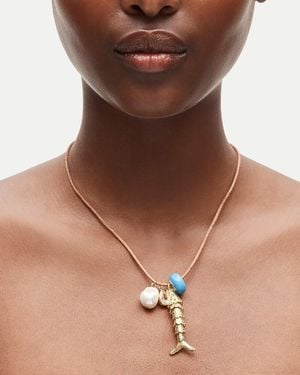 J.Crew Fish Pendant Necklace On Leather Cord - Brown