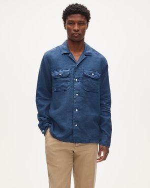 J.Crew Camp-Collar Linen Shirt - Blue