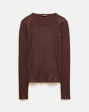 J.Crew Pointelle Long-Sleeve T-Shirt - Brown