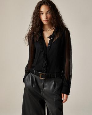 J.Crew Ruffle Button-Up Shirt - Black