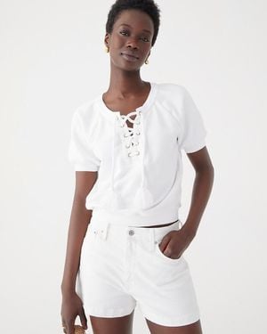 J.Crew College Terry Short-Sleeve Lace-Up Shirt - White