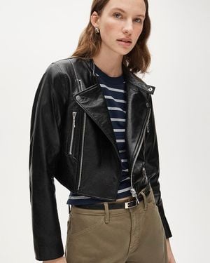 J.Crew Collection Shrunken Leather Moto Jacket - Black