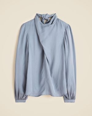 J.Crew Scarf-Neck Shirt - Blue
