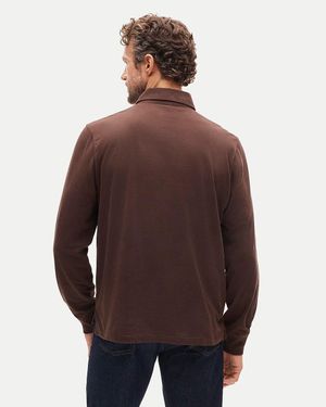 J.Crew Long-Sleeve Sueded Cotton Polo Shirt - Brown