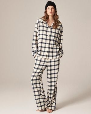 J.Crew Flannel Long-Sleeve Pajama Pant Set - White