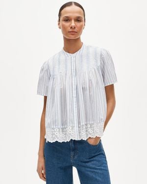 J.Crew Lace-Trim Short-Sleeve Top - White