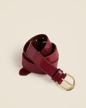 J.Crew Snake-Embossed Italian Patent Leather Belt - Red