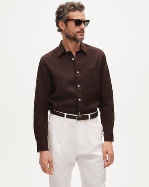 J.Crew Linen Point-Collar Shirt - Brown