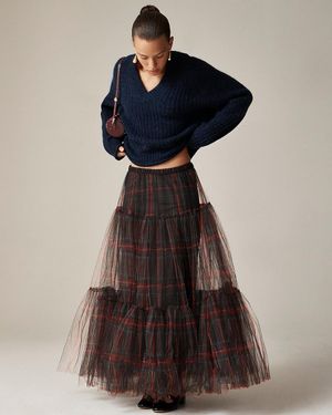 J.Crew Collection Tartan Tiered Ball Skirt - Blue
