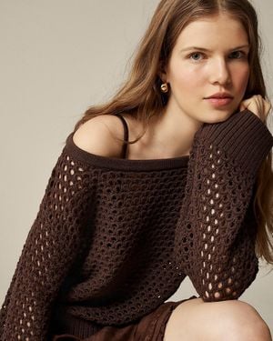 J.Crew Pointelle Boatneck Sweater - Black