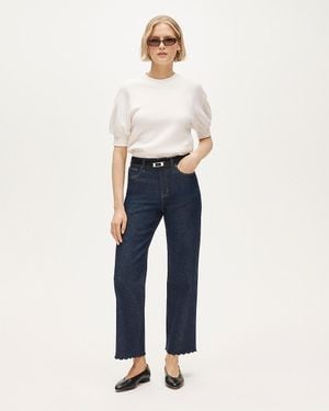 J.Crew Petite Scallop-Trim Slim-Wide Jean - Blue