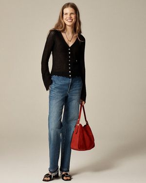 J.Crew Scallop-Trim Cardigan Top - Blue